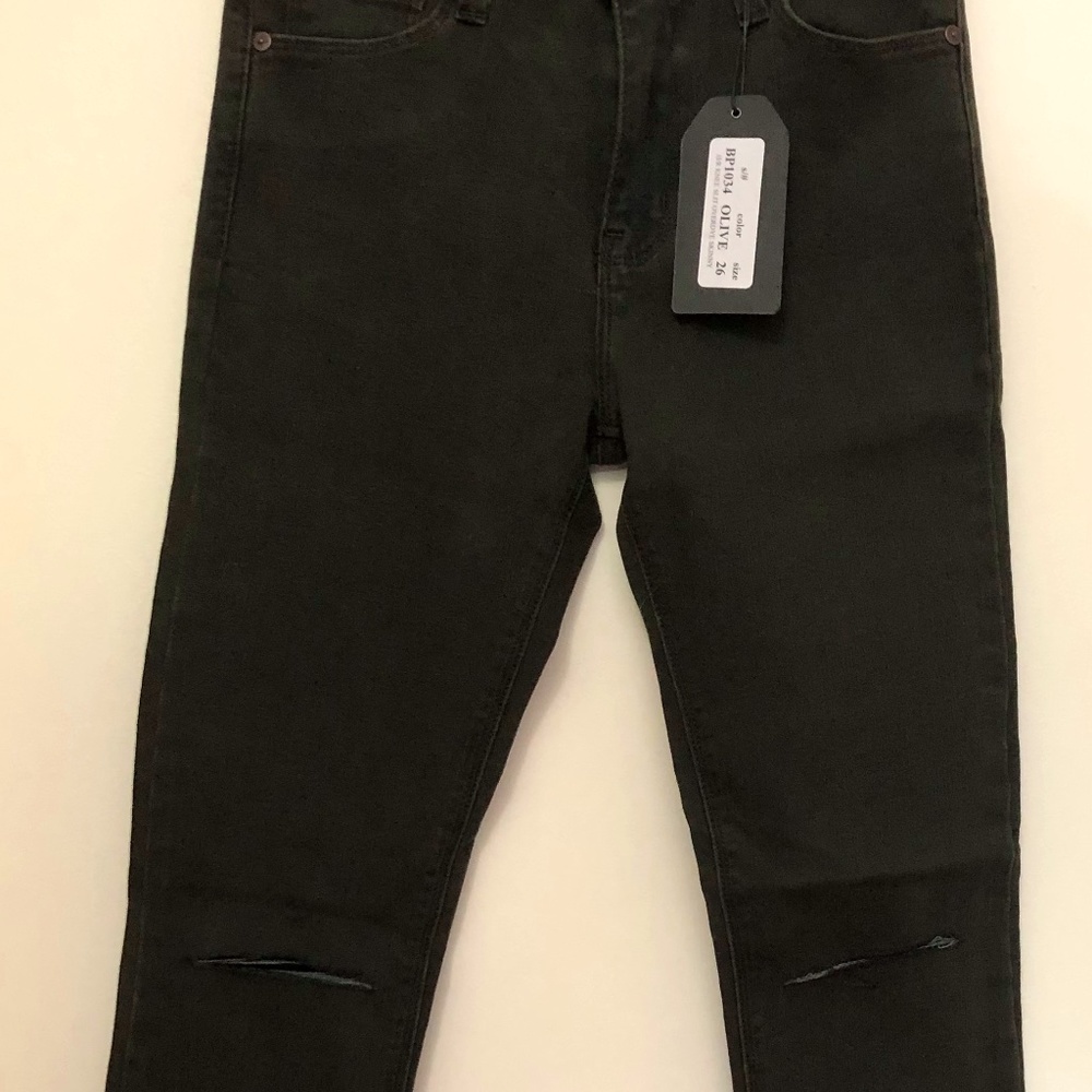Just Black Faded Black/Olive Ripped Jeans